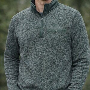 Eddie Bauer Men's Marled Green 1/4 Zip Fleece Pullover Sweater Size Small